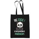 Planetee Tote Bag Pas touche panda noir | Sac coton cabas réutilisable prénom nom métier personnalisé | Idée cadeau customisable