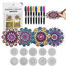 Hula Home Stained Glass Mandala Art Kit - DIY Window Clings with Markers, 10 Suncatchers - Perfect Hobby for Adults, Kids, Teens & Seniors - Ideal Gift for Beginners, Women & Elderly