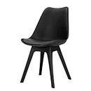 Artiss Dining Chairs Set of 4 Padded Retro Replica Eames Kitchen Chair Esright Nursing Seat Reading Seating Home Living Room Bedroom Cafe Office Furniture, Faux Leather Black