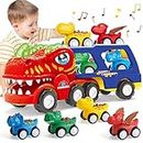 INSTOY Monster Truck Toys for 2 3 4 5 Year Old Boys Gifts, 5-Pieces Dinosaur Toys for Age 2 3 4 5 6, Toys for Kids 2-4, Pull Back Cars for Toddlers Girls Age 2-5 Birthday Gifts