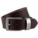 Pierre Cardin Mens leather belt/Mens belt, full grain leather belt XL with metal loop, dark brown, Size:130