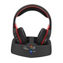  Wireless Headphones for TV Watching with 5.8GHz RF Transmitter Black with Red
