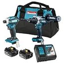 Makita DLX2455TX4 18V LXT Brushless Cordless 2-Tool Combo Kitwith 2 Batteries (5.0 Ah), Rapid Charger & Tool Bag