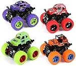 GRAPHENE Monster Truck Pack of 4 for Boys 3 4 5 6 7 Year Old,Push and Go Friction Powered Car Toys, Double-Directions Inertia Pull Back Vehicle Set,Birthday Party Gift for Kids (‎Multicolor)