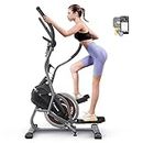 MERACH 3 in 1 Cardio Climber Stepping Elliptical Machine with Exclusive App, Compact Elliptical Training Machines for Home Use, Total Body Fitness, 16-Level Ultra-Quiet Magnetic Resistance, E17