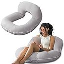 INSEN Reading Pillow, Back Pillow for Sitting in Bed for Reading, Nurse & Relax, Reading Pillow for Adults, Moms & Kids, Sit Up Pillow for Bed, Light Grey