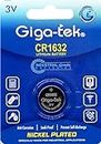 Giga-tek :: Industrial Grade : CR1632 135mAh : Lithium Coin : Nickel Plated Batteries - (Pack of 1)