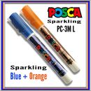 Uni Posca PC3M L Sparkling Orange + Blue Paint Marker Pen 1.5mm nib   2 PEN DEAL