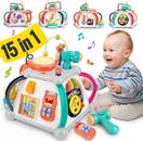 Baby Toys 6-12 Months 15-In-1 Activity Cube, 1 Year Old Baby Toys for 1 + Year O