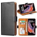 Bozon Coque Galaxy Note 9, Housse pour Samsung Galaxy Note 9 en Cuir Portefeuille Etui avec Fentes de Cartes, Fonction Support, Fermeture Magnétique (Noir)