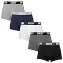 DKNY Men's Boxers with Contrasting Branded Waistband in Breathable Cotton Rich Fabric Shorts, Black, M
