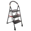 CIPLAPLAST 3 Step Ladder For Home Use | Alloy Steel | Wide Steps | Wobble-Free | Skid-Free Steps | Durable Safety Ladder | Rust Free | Stairs | 4 Feet ((Black & Orange)