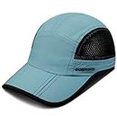 GADIEMKENSD Mens Folding Running Hat Long Brim Golf Hats Quick Dry Baseball Caps Unstructured Breathable Light UPF 50 Cooling Cap for Outdoor Sport Hiking Workout Gym Tennis Travel Sky Blue
