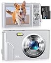 Digital Camera, Kids Camera 1080P 36MP Video Camera with Two Batteries, Time Stamp Antishake 16X Zoom, Compact Portable Camera Christmas Birthday Gift for Children Kid Teen Student Girl Boy(Silver)