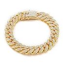 Fashion Frill Golden Bracelet For Men Women Gold Plated American Diamond Studded Charming Golden Bracelets For Women Girls Men Boys Jewellery Accessories