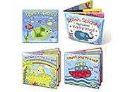 Set of 4 Baby Bath Books | First Words ABC Letters & Numbers | Plastic Coated & Padded | Floating Fun Educational Learning Toys for Toddlers & Kids