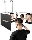 JUSRON 3 Way Mirror for Self Hair Cutting, 360° Barber Trifold Mirrors- Makeup Mirror to See Back of Head, Used for Hair Coloring, Braiding, DIY Haircut Tool is Good Gift for Men/Women (Without LED)