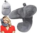 J-Pillow Travel Pillow - British Invention of The Year Winner - Chin Supporting Travel Pillows for Sleeping Airplane - Flight Pillow Supports Your Head, Neck & Chin (Silver)