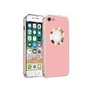 GetTechGo Logo View Back Case Cover Compatible for iPhone 6 | Gold Electroplated Frame | Slim Shockproof | Soft TPU (Pink)