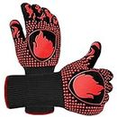 BBQ Gloves, Oven Mitts Grilling Gloves - 1472℉ Extreme Heat Resistant Oven Gloves, Non-Slip Silicone Cooking Gloves for Grilling, Barbecue, Baking, Welding (A Pair)