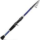 Sougayilang Fishing Rod, Carbon Fiber Spinning & Casting Rod, Telescopic Fishing Pole Designed for Bass, Trout, Salmon, Steelhead, for Fresh & Saltwater-Blue 2.1m Casting