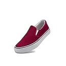 Low-Top Slip Ons Women's Fashion Sneakers Casual Canvas Sneakers for Women Comfortable Flats Breathable Padded Insole Slip on Sneakers Women Low Slip on Shoes (Burgundy, Numeric_12)