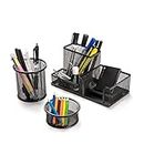 Desk Organisers Set with Pen Holder, Metal Mesh Pencil Holder for Office Desktop Storage and Organise, Desk Drawer Organizer for Small Desk Accessories and Stationeries, Back to School Gifts