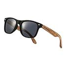 WOODONLY Classic Wood Polarized Sunglasses - UV400 Protection Square Wooden Sunglasses for Men and Women Perfect Gifts (zebra wood)