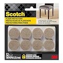 Scotch SP802-NA Brand Felt Pads by 3M, for Protecting Wood Floors, Diameter, Beige, 32/Pack Furniture, 1" Round
