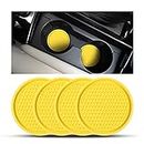 CGEAMDY 4 Pack Car Cup Holder Coasters, 7cm Anti-Slip Silicone Auto Insert Cup Coaster, Non-Slip Vehicle Cup Mats for Women and Men, Interior Accessories Universal for Most Cars Trucks(Yellow)
