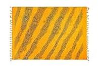 SAIVONA Pareo Sarong Tuch Damen - Wickelrock Strand - Strandtuch blickdicht ALS Wickeltuch Oder - Handtuchkleid und Wickelkleid Damen - Handarbeit aus Fair Trade Herstellung Batik Gelb Orange