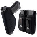 Tactical Belt IWB Pistol Holster Concealed Gun Holder with Double Magazine Pouch