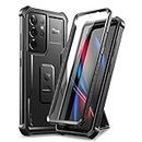 Dexnor Case for Samsung Galaxy S21 Ultra 5G 6.8 Inch with Built-in Screen Protector Military Grade Armour Heavy Duty 360 Full Body Shockproof Bumper Protection Cover with Stand - Black