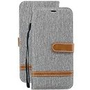 Laybomo Case for Samsung Galaxy A40 / A405F Leather Case Jeans Style Protective Case Soft TPU Silicone Cover Magnetic Wallet Shell Mobile Phone Case for Galaxy A40 with Business Card Sleeves (Grey)