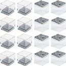 Anwenk 1''x1 Square Chair Leg Floor Protectors with Felt Pads 1inch 1 in Square Table Leg Protectors Chair Leg Caps Small, 16Pack,Clear