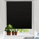 LUCKUP Temporary Blinds Cordless Blackout Pleated Fabric Shade Easy to Cut and Install, with 4 Clips (36"x72"- 2 Pack, Black)
