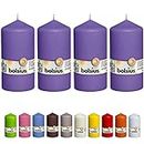 BOLSIUS 4 Purple Pillar Candles - 3x6 Inches - Individually Wrapped - Premium European Quality - 65+ Burn Hours - Dripless & Smokeless Smooth Flame - Unscented Dinner, Wedding, Party, & Décor Candles