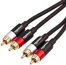 Amazon Basics PBH-20218 - Câble audio RCA, 2 x mâle à 2 x mâle, 4.57 m, Rouge/blanc