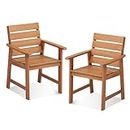 Tangkula Set of 2 Hardwood Patio Dining Chair, Wood Dining Armchairs with Breathable Slatted Seat & Inclined Backrest, Ergonomic Outdoor Chairs for Backyard, Balcony, Garden