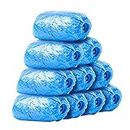 100PCS Disposable Plastic Shoe Covers Waterproof Non Slip Shoe & Boot Covers Shoe Wrap Floor Carpet Protectors Overshoes for Indoor Home Lab Sample Room (Blue)