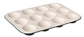 Zenker 12-piece muffin pan diameter 7 cm Creme Noir muffin baking tin made of steel sheet with ceramic reinforced non-stick coating (colour: cream/anthracite). Quantity: 1 piece.