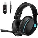 Gtheos 2.4GHz Wireless Gaming Headset for PC, PS4, PS5, Mac, Nintendo Switch, Bluetooth 5.2 Gaming Headphones with Noise Canceling Microphone, Stereo Sound, ONLY 3.5mm Wired Mode for Xbox Series-Black