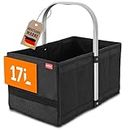 achilles Einkaufskorb - praktischer Tragekorb zum Einkaufen - klappbare Einkaufsbox mit Alu-Griff - platzsparende Box Kofferraum - (Schwarz)