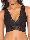 Smart & Sexy Women's Signature Lace Deep V Neck Wireless Bralette, Bralettes For Women With Support, Bralettes and Bralette Pack Black Hue/In the Buff XXL