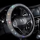 Valleycomfy Steering Wheel Cover for Women Men Bling Bling Crystal Diamond Sparkling Car SUV Wheel Protector Universal Fit 15 Inch (Black with Colorful Diamond,Standard Size(14" 1/2-15" 1/4))