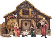  Nativity with Stable Shepherd and Donkey 6 Piece Set