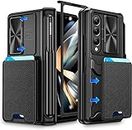 ELEPIK for Samsung Galaxy Z Fold 3 Case [Camera Lens Cover][S Pen Holder & Hinge Protection][Screen Protector][Card Holder][Heavy Duty Protective] 5G (Black)