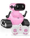 Robot Toys, Rechargeable RC Robots for Boys, RC Robot Toys for Kids, Kids Toys with Music and LED Eyes, 3+ Years Old Boys/Girls Toys (Pink)
