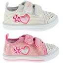 Girls canvas shoes trainers sneakers size 3-7UK BABY SPARKLY pumps Leather sole!