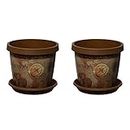 Home Garden Ornaments Set of 2 coloured plant pots with saucer 17 cm - 6.7 inch Checolatte Map